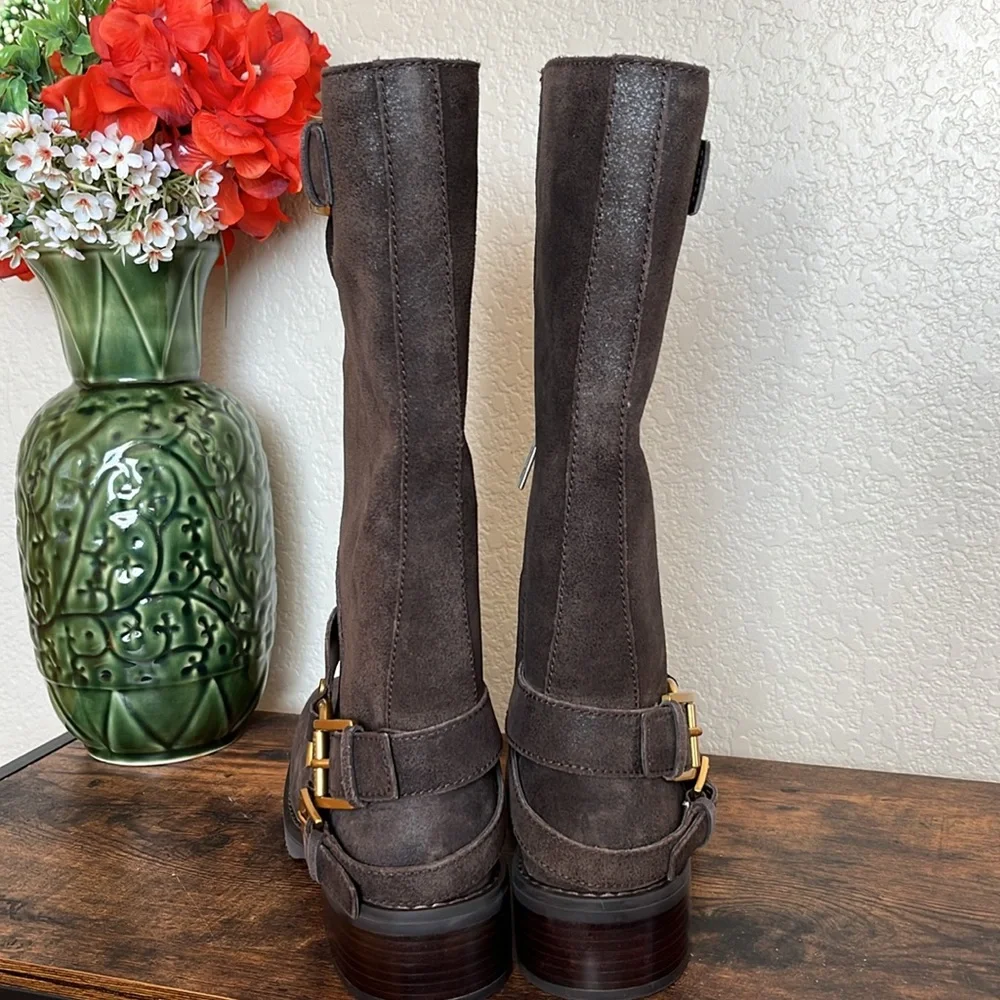 🆕 Michael Kors Crosby Suede Moto Boot, brown - Picture 6 of 8